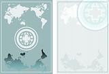 Globe Medical background cover & layout in blue with cross icon 