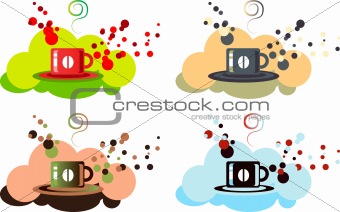 Illustration of coffee cup isolated in white background. Emblem,