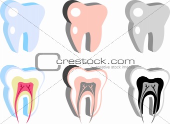 Medical Dental icons, tooth scheme, emblem, illustration. Simply