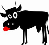 Vector Mad Cow silhouette. Funny cartoon icon, illustration, tag