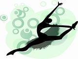 Young ballet woman, beautiful dancer in jump silhouette