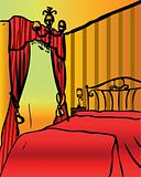 bedroom interior, vector home, hotel illustration