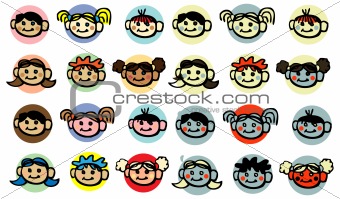 diversity Child, baby, kids face icons design elements