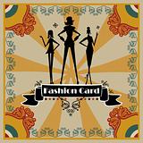 Fashion Woman silhouette card, background, poster retro style