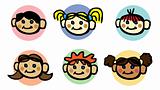 happy family kids icons set, vector baby button, tag, stickers