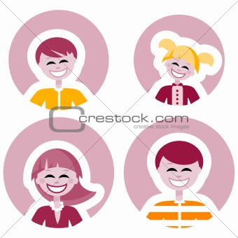 Happy family vector icons, logo element, decoration