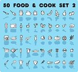 home icons 50 blue vector food & cook icons, emblem, tag set 2. 