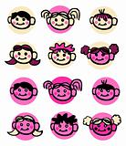 icons diversity Child, baby design elements