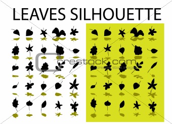 Leaves silhouette isolated on a white, yellow background