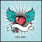 Love heart card, poster, fake paper letter