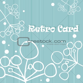 Retro background flower card in blue