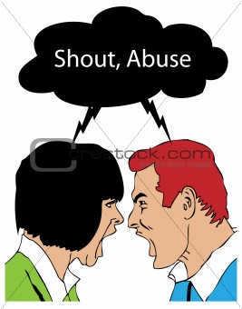 Shout, Abuse couple in vintage retro style illustration style