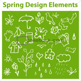 Spring Design Elements, season icons, tag, emblem