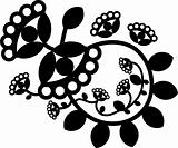 Vector flower tattoo element, black and white ornament