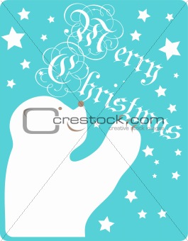 Vector Merry Christmas card with happy white polar bear