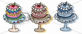 Wedding pie icons, cake, sweets emblem
