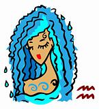 Zodiac signs, icons - aquarius , Beauty Woman girl with aqua hair