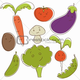 Cute doodle vegetables