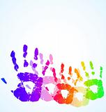 the vector hand print abstract color background