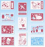 baby girl postage stamps  baby icons
