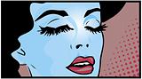 Cropped illustration of a woman in a pop art comic book style