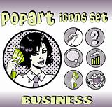 Business money top signs. vector pop art style icons set. woman 