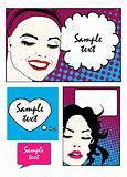 banners collection Pop Art Vector Illustration of a Woman 
