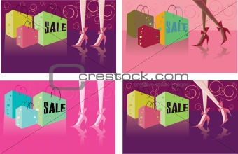Retail and shopping card backgrounds set