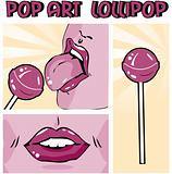 Woman eating lollipop. Licking. Lips Design elements 