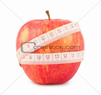 Red apple and measure tape