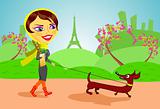 Girl with dog in Paris