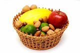 Basket with fruits and nuts