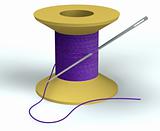 purple bobbin with needle