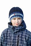 Small boy dressed to winter cloth isolated