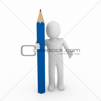 3d human pencil blue