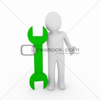 3d human wrench green
