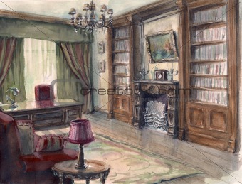 Interior sketch of the cabinet