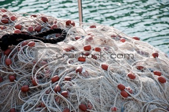 Fishing net and black rope