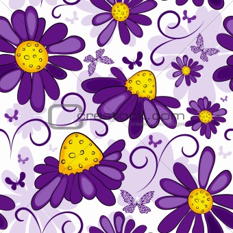 Floral seamless white-violet pattern