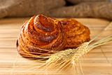 Cinnamon rolls with ear of wheat