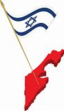israel 3d map and waving flag