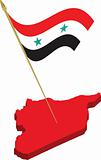 syria 3d map and waving flag
