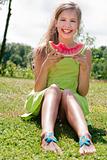 Teenage girl and her watermelon