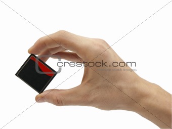 Hand with memory card