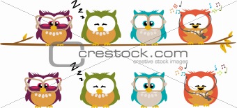 Cute cartoon owls