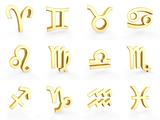 12 golden zodiac symbols