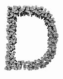 Alphabet made from hammered nails, letter D