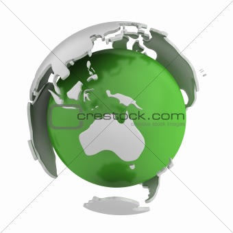 Abstract green globe, Australia part
