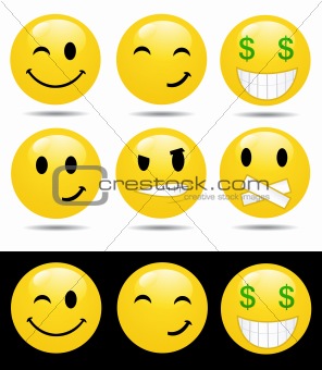 Set of characters of yellow emoticons 