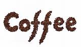 Coffee word  written by coffee beans